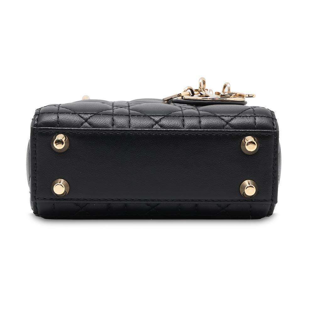 Christian Dior Lady Dior Cannage Micro Lambskin Handbag Black - Picture 3 of 9